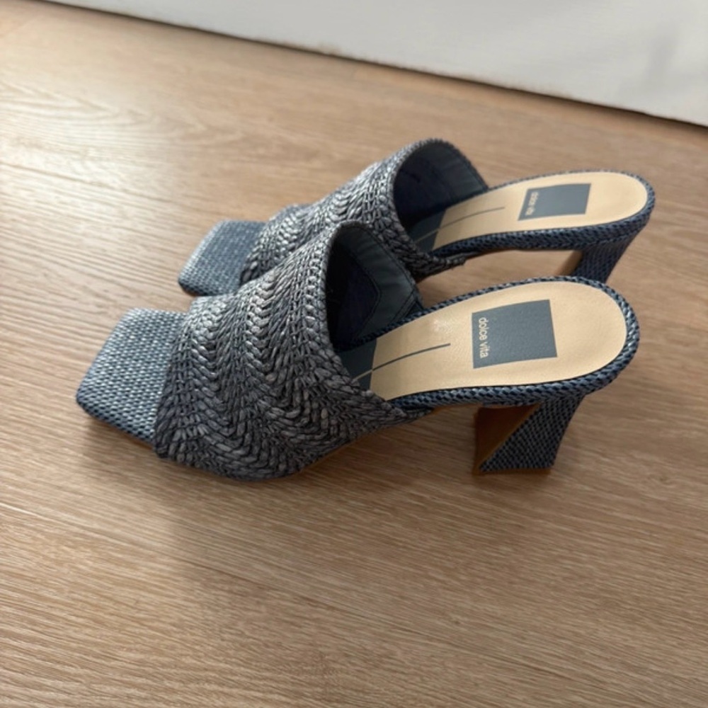 Dolce Vita Blue Textured Mules - Picture 3 of 5